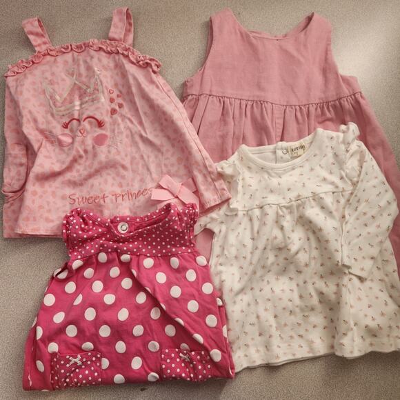 Mixed Name Brand Bundle of Baby Girl Pink Outfits 6-9 Months 4 Pieces - Picture 1 of 5